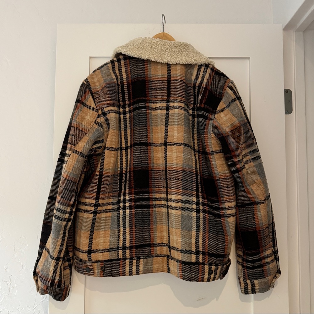 Like New Scotch & Soda Sherpa-Lined Wood-Blended Plaid Trucker Jacket - Picture 2 of 2